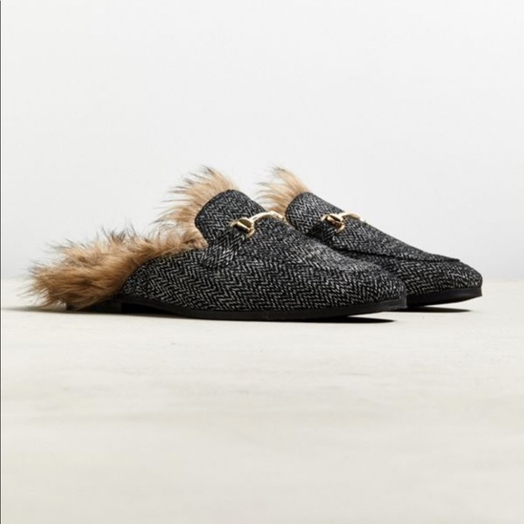 Urban Outfitters Other - NIB UO Lawrence Furry Herringbone Mules
